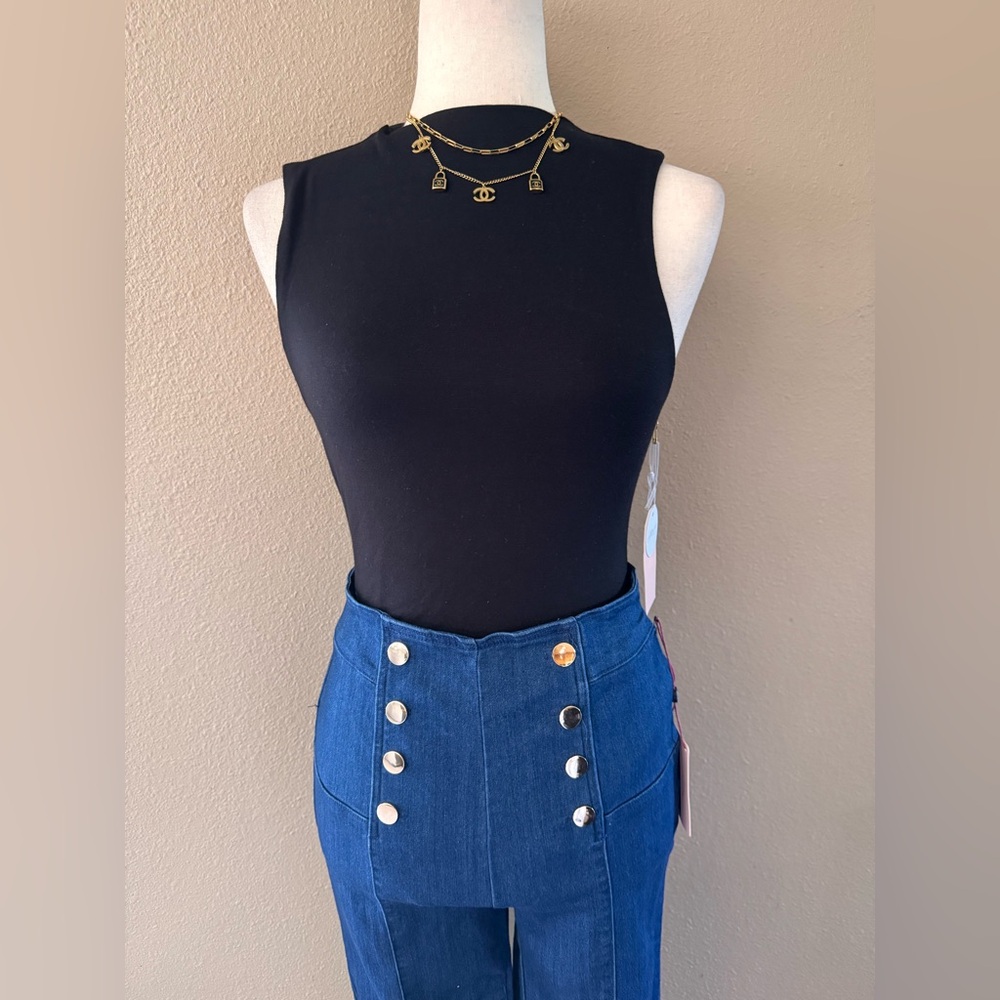 High-Waisted Blue Skinny Jeans - Picture 6 of 6